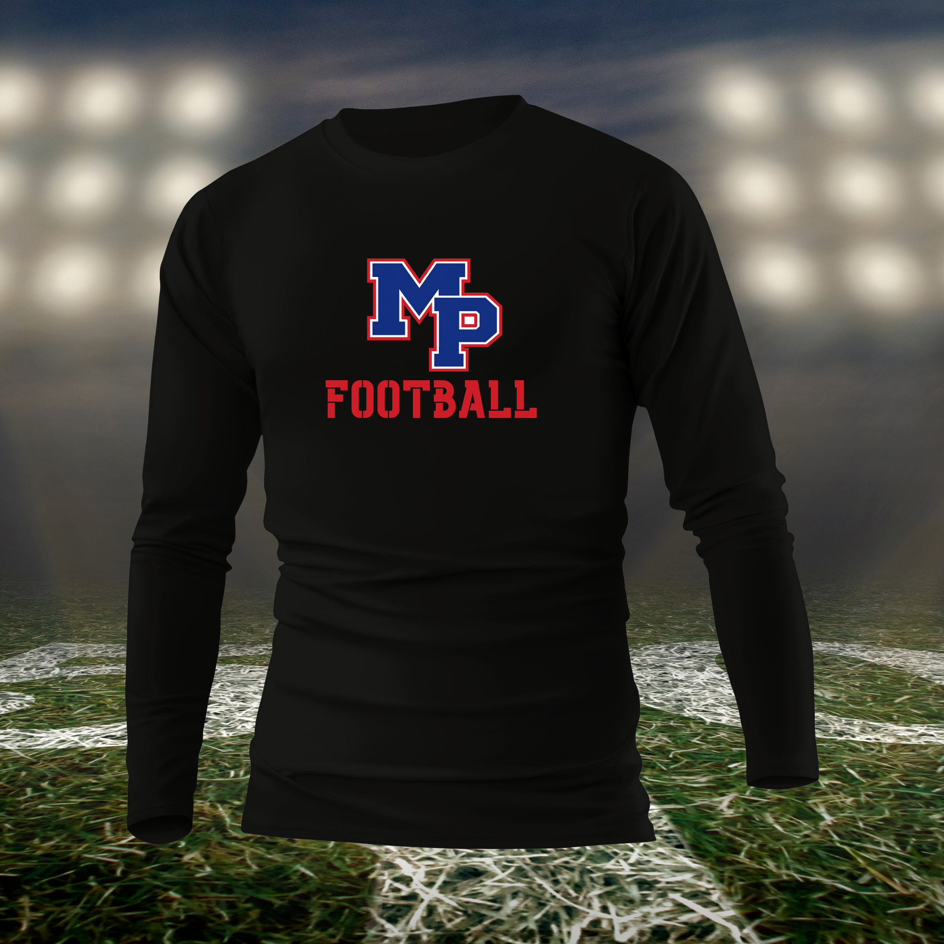 Myrtle Point Bobcats Logo Football – driFIT Performance Long Sleeve T-Shirt in Black