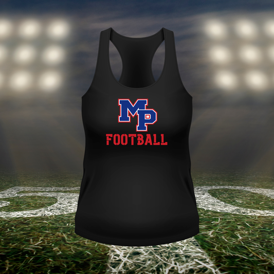 Myrtle Point Bobcats Logo Football – Women's Racerback Tank Top in Black
