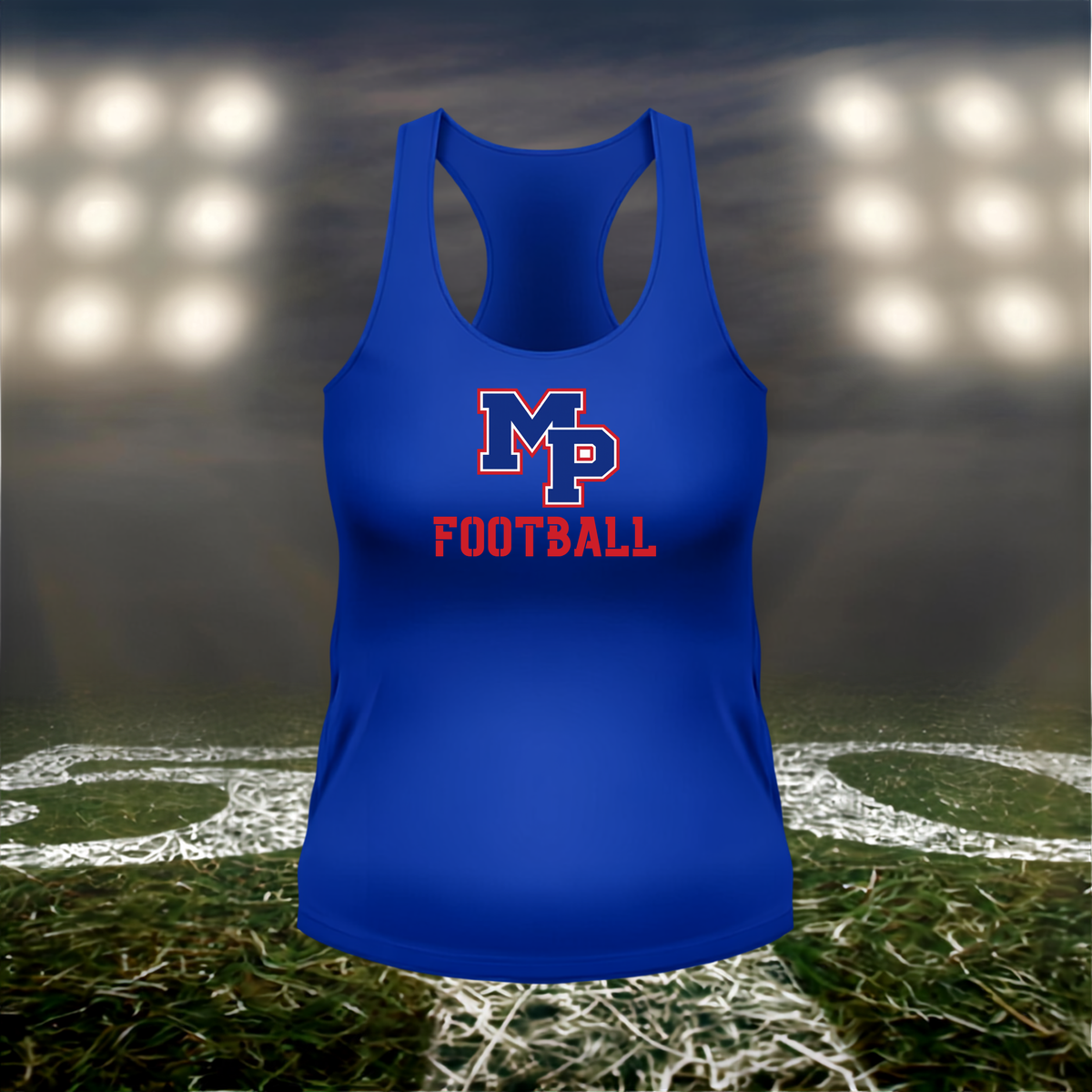 Myrtle Point Bobcats Logo Football – Women's Racerback Tank Top in Red
