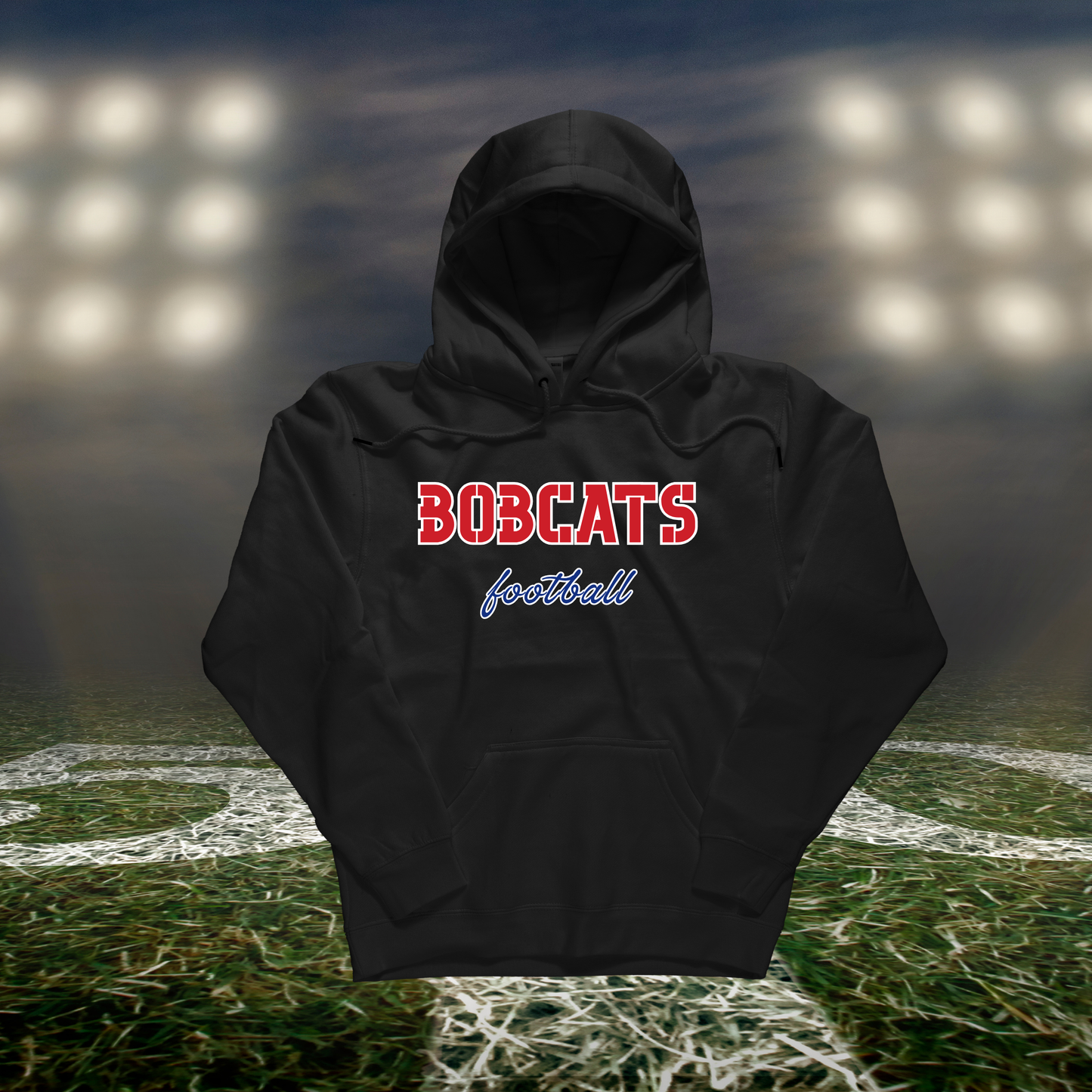 Myrtle Point Bobcats Football Text Logo – Hoodie in Red