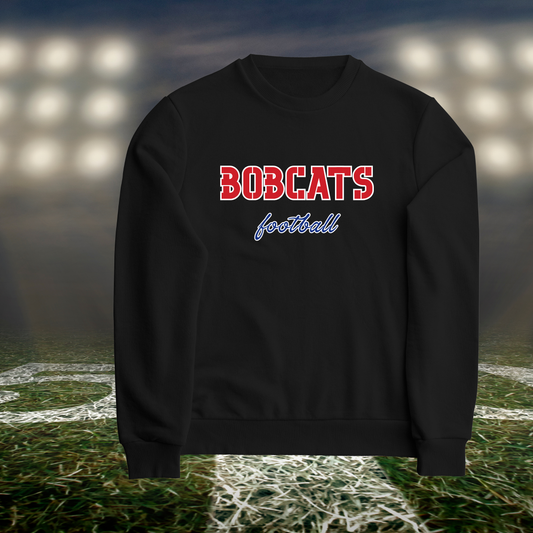 Myrtle Point Bobcats Football Text Logo – Crewneck Sweatshirt in Black