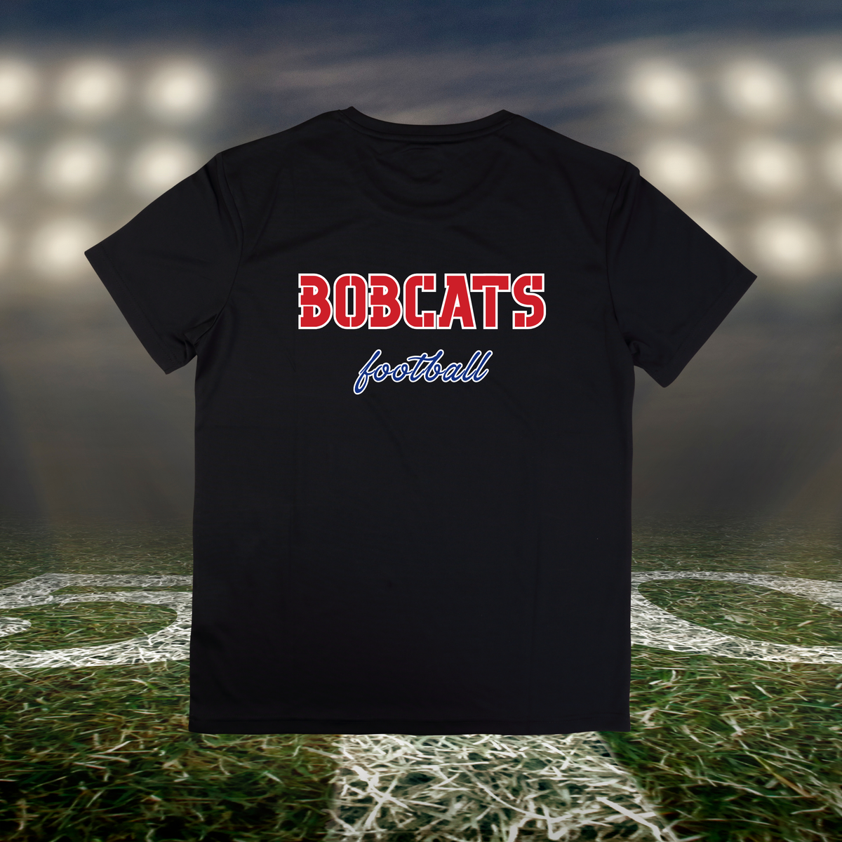Myrtle Point Bobcats Football Text Logo – driFIT Performance T-Shirt in Black