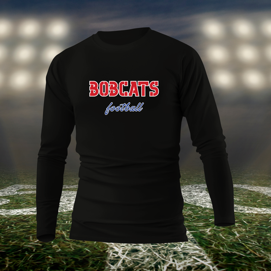 Myrtle Point Bobcats Football Text Logo – driFIT Performance Long Sleeve T-Shirt in Black